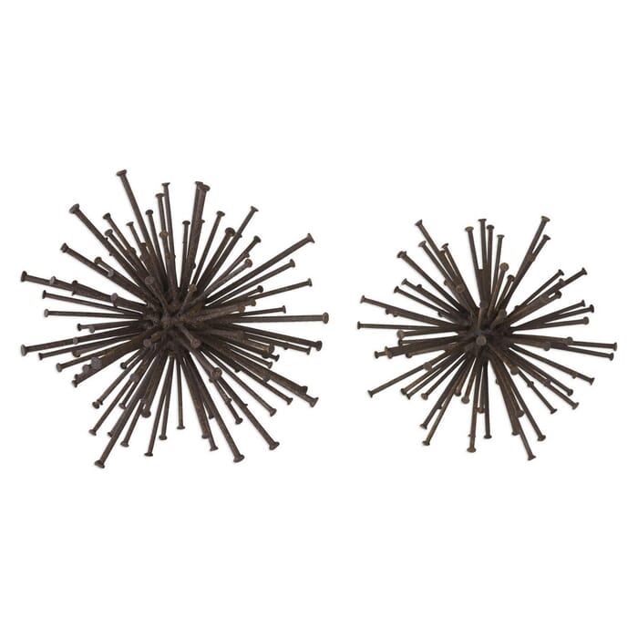 Uttermost Aric 8.5" Nail Spheres in Rust Brown (Set of 2) Uttermost Aric 8.5" Nail Spheres in Rust Brown (Set of 2)