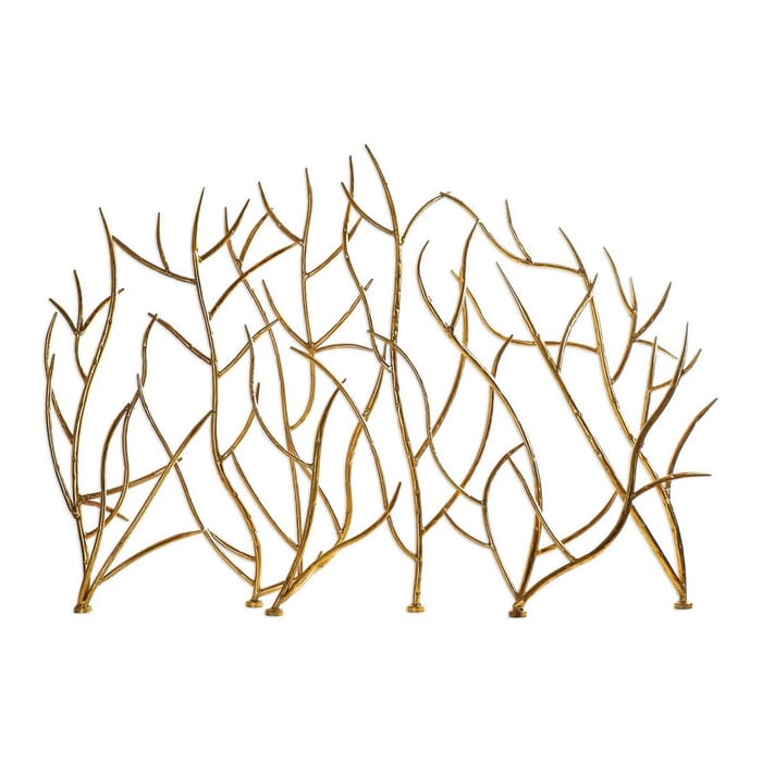 Uttermost Gold Branches Fireplace Screen in Gold Leaf Uttermost Gold Branches Fireplace Screen in Gold Leaf