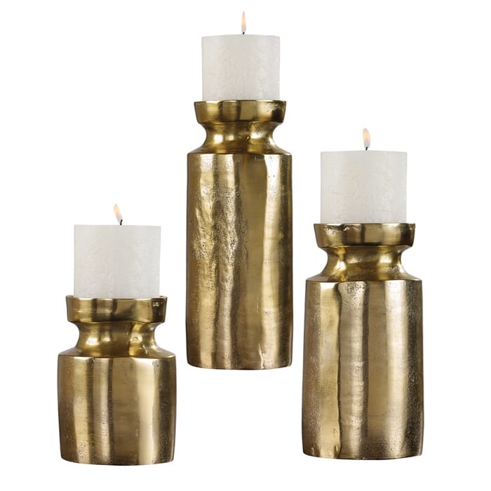 Uttermost Amina Antique Brass Candleholders Set Of 3 Uttermost Amina Antique Brass Candleholders Set Of 3