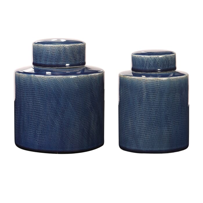 Uttermost Saniya Blue Containers, Set Of 2 by Billy Moon Uttermost Saniya Blue Containers, Set Of 2 by Billy Moon