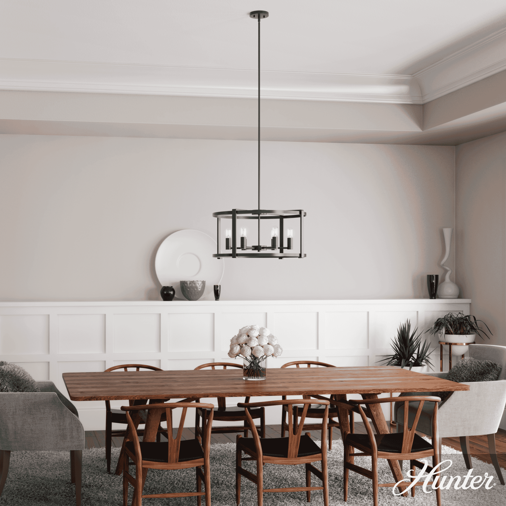 Hunter Astwood 6-Light Chandelier in Matte Black