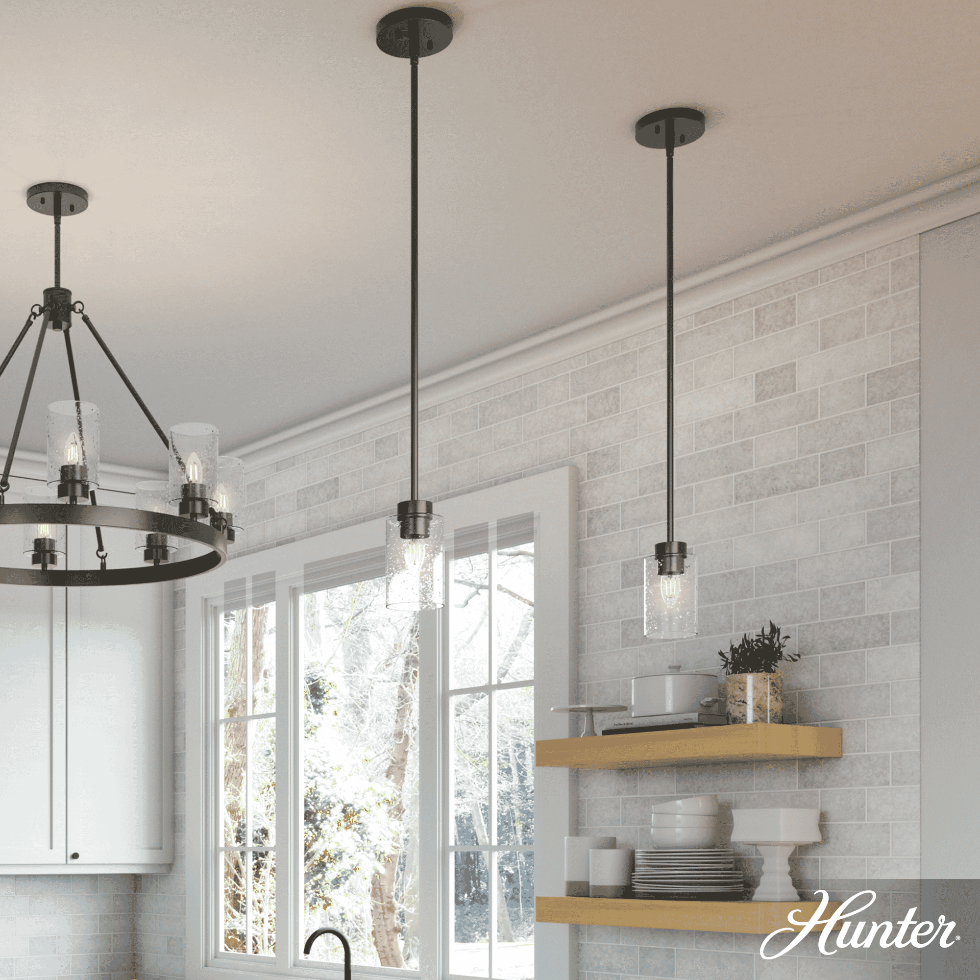 Hunter Hartland 1-Light Mini Pendant in Noble Bronze