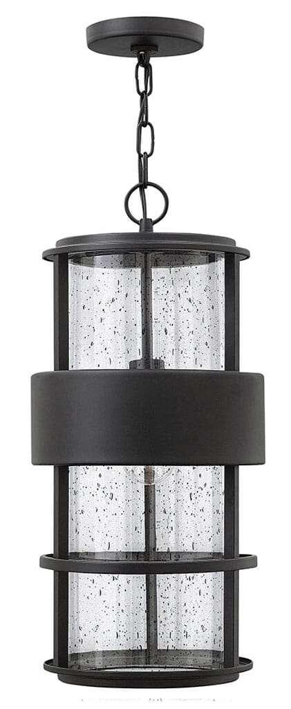 Satin Black LED Hanging Lantern from the Saturn Collection