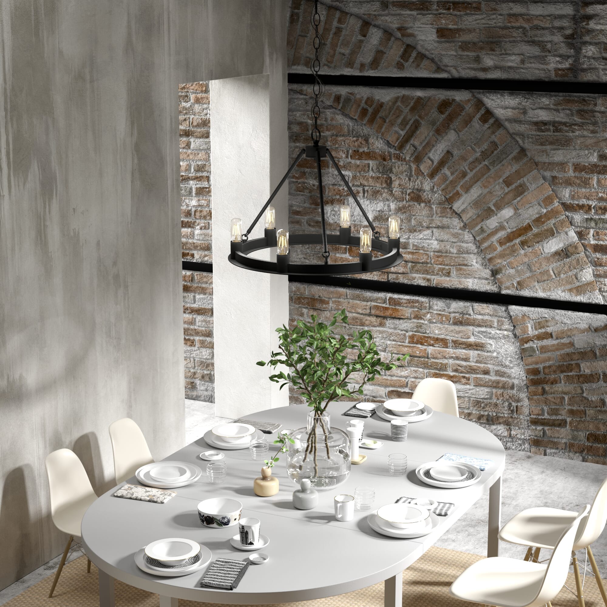 Hunter Saddlewood 6-Light Chandelier in Natural Iron