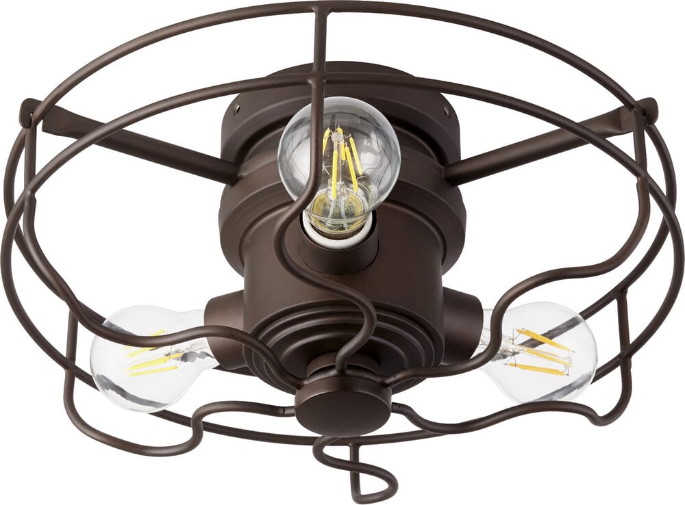 Quorum Windmill 3-Light 14" Indoor/Outdoor Ceiling Fan Light Kit in Oiled Bronze