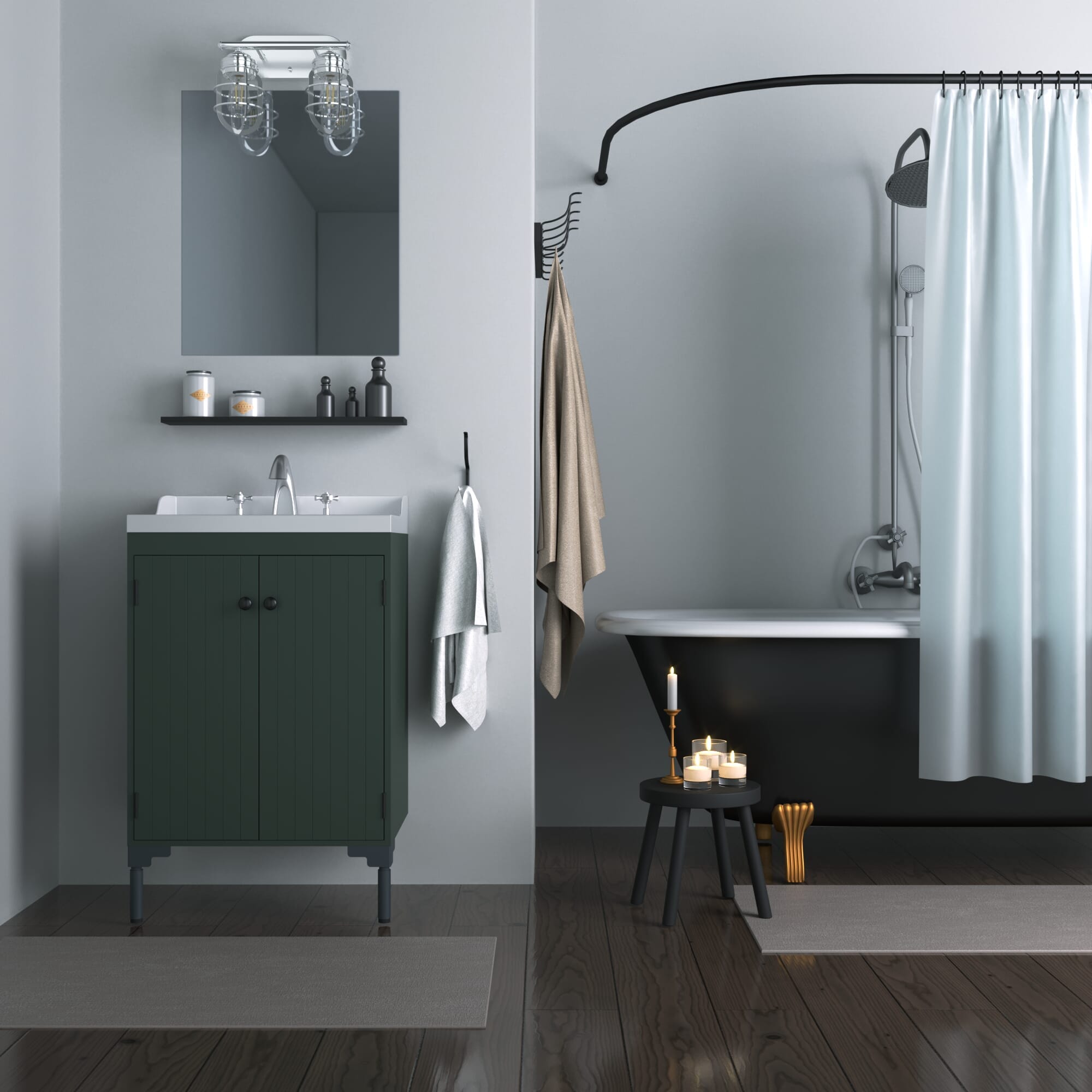 Hunter Starklake 2-Light Bathroom Vanity Light in Chrome