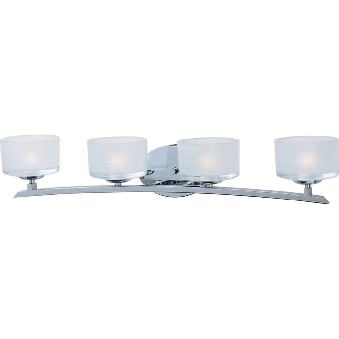 Maxim Elle 29" 4-Light Frosted Glass Bathroom Vanity Light in Polished Chrome Maxim Elle 29" 4-Light Frosted Glass Bathroom Vanity Light in Polished Chrome