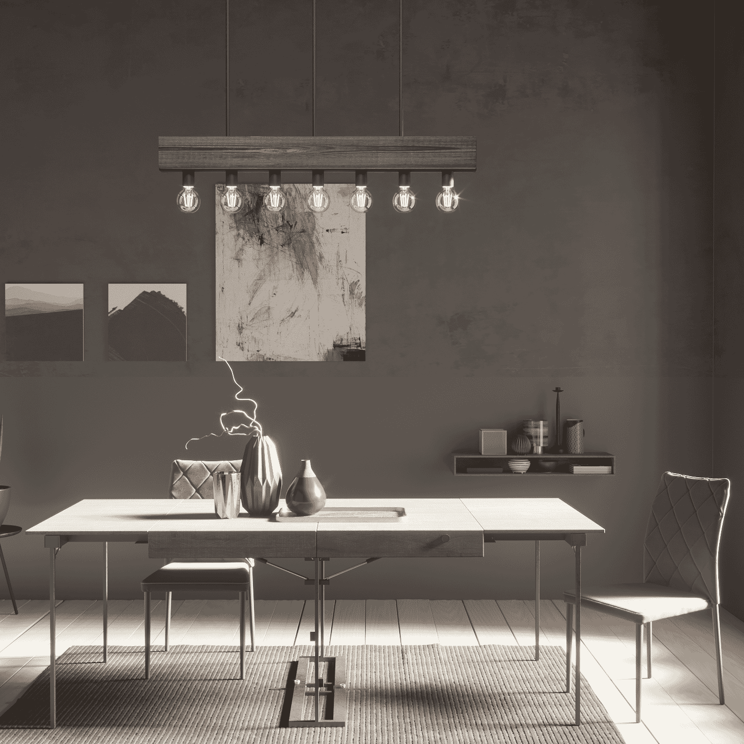 Hunter Donelson 7-Light Linear Chandelier in Natural Iron