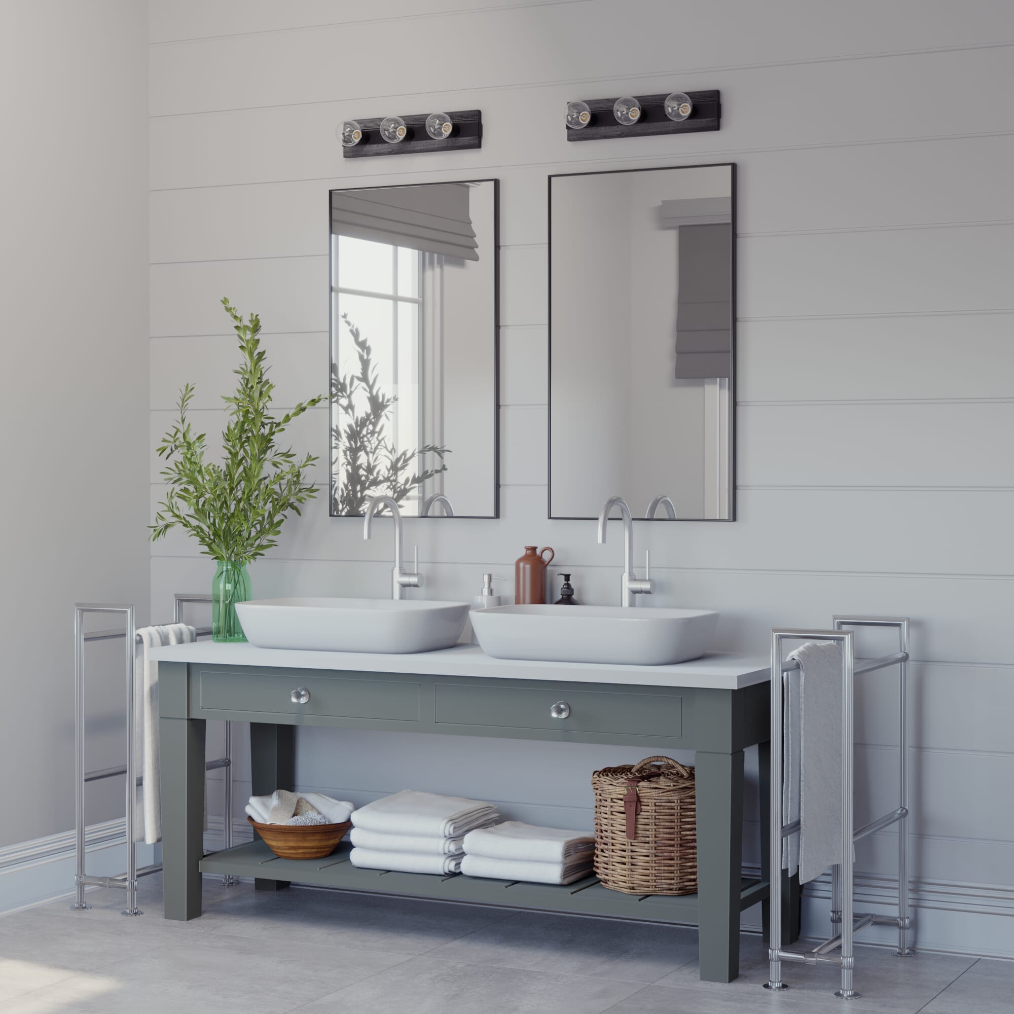 Hunter Donelson 3-Light Bathroom Vanity Light in Natural Iron