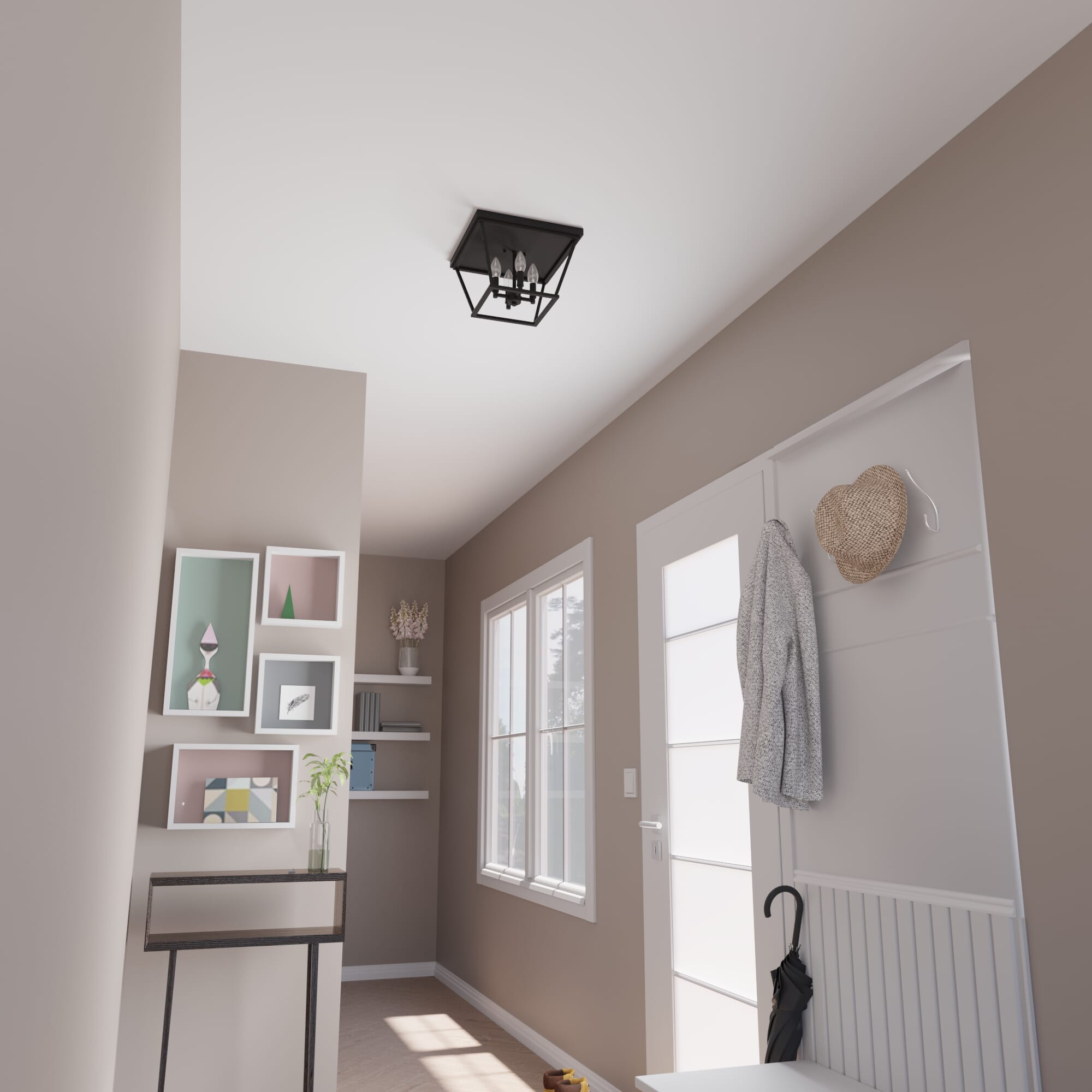 Hunter Laurel Ridge 4-Light Flush Mount in Natural Iron