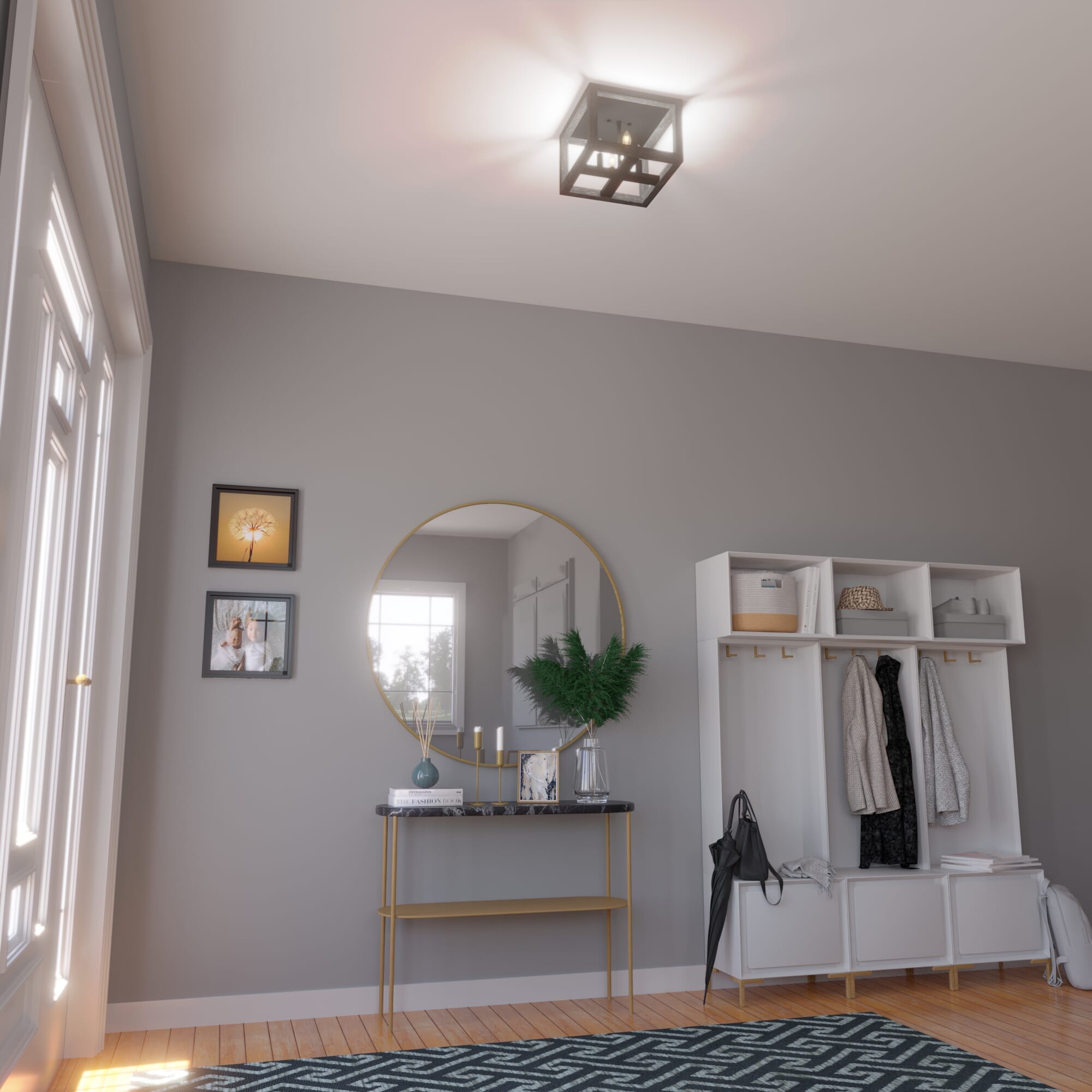 Hunter Squire Manor 4-Light Flush Mount in Matte Black