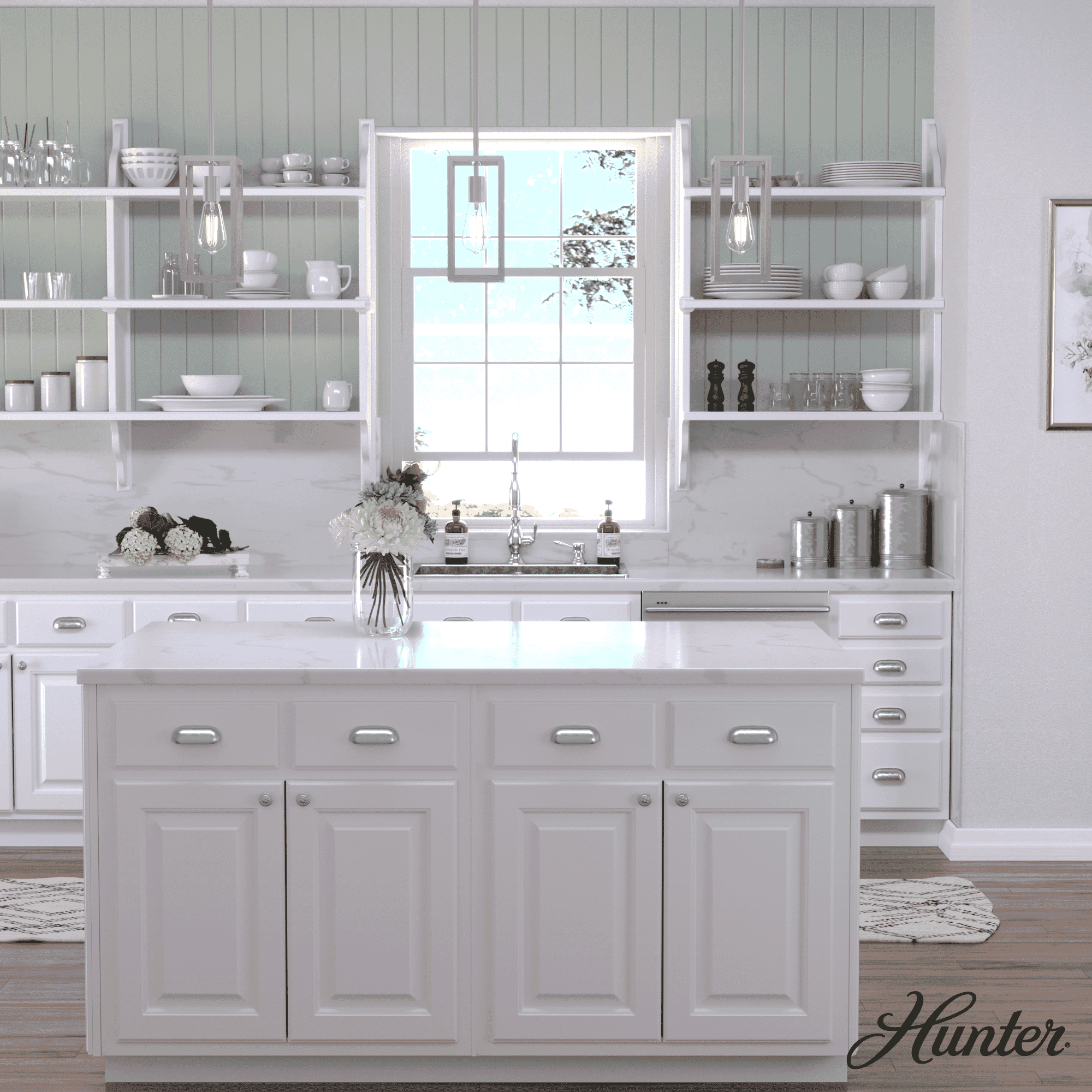 Hunter Squire Manor 1-Light Mini Pendant in Chrome