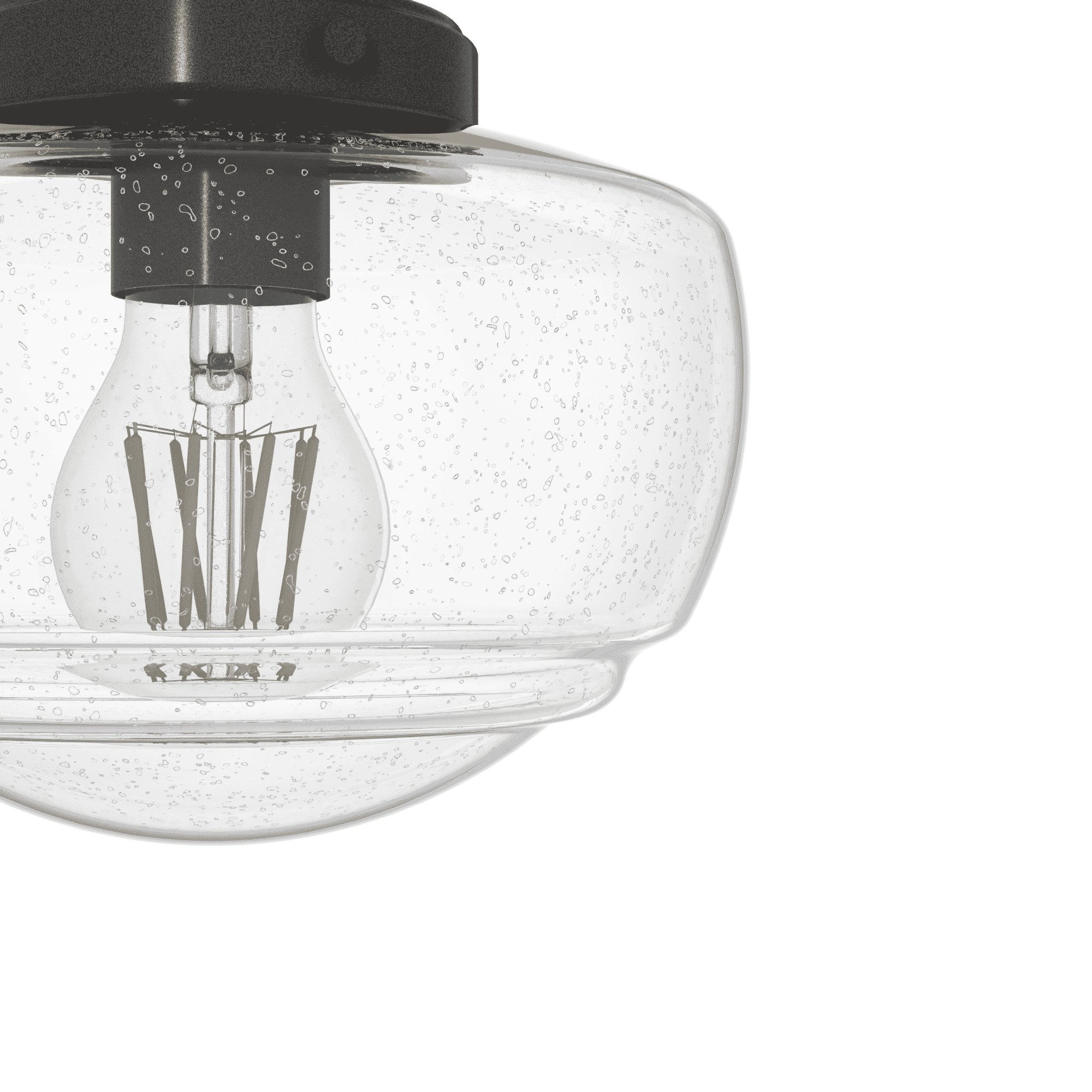 Hunter Saddle Creek Clear Seeded Glass 1-Light Mini Semi Flush in Noble Bronze