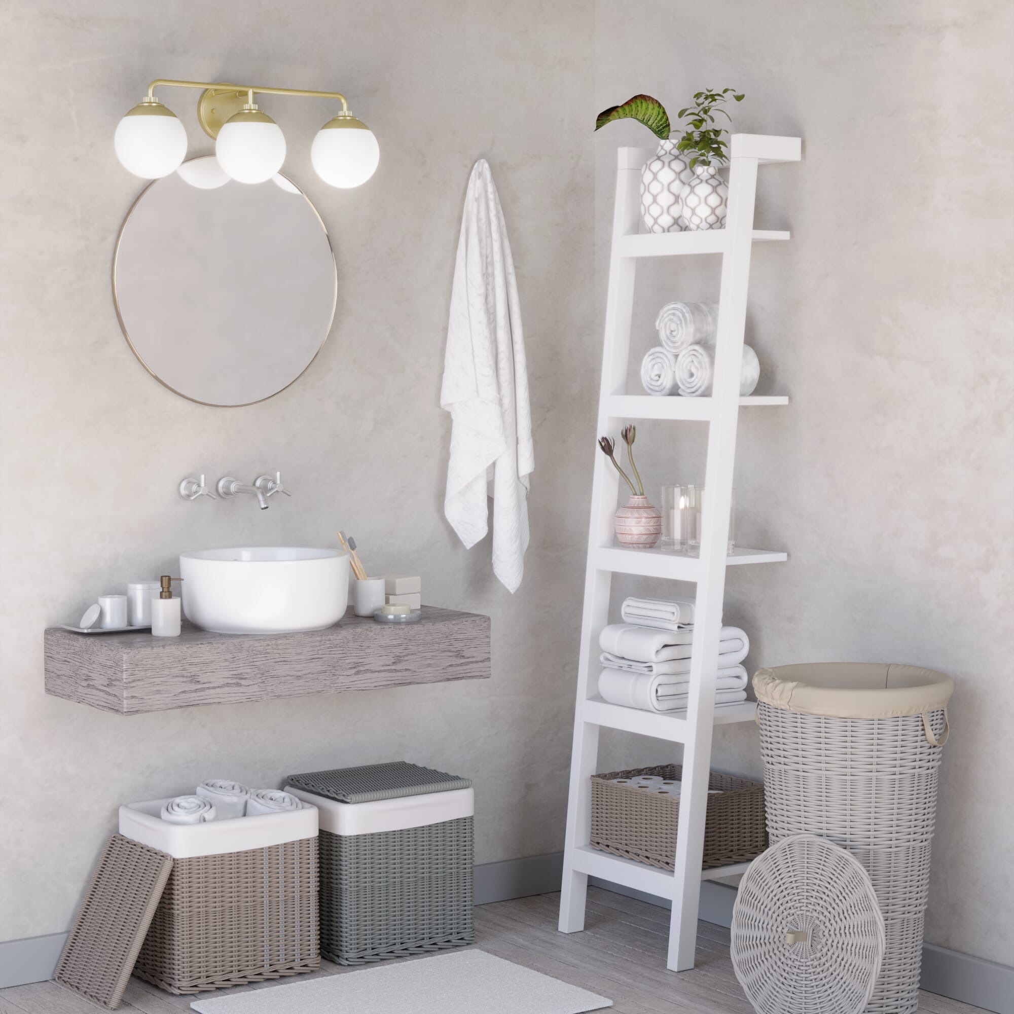 Hunter Hepburn 3-Light Bathroom Vanity Light in Painted Modern Brass