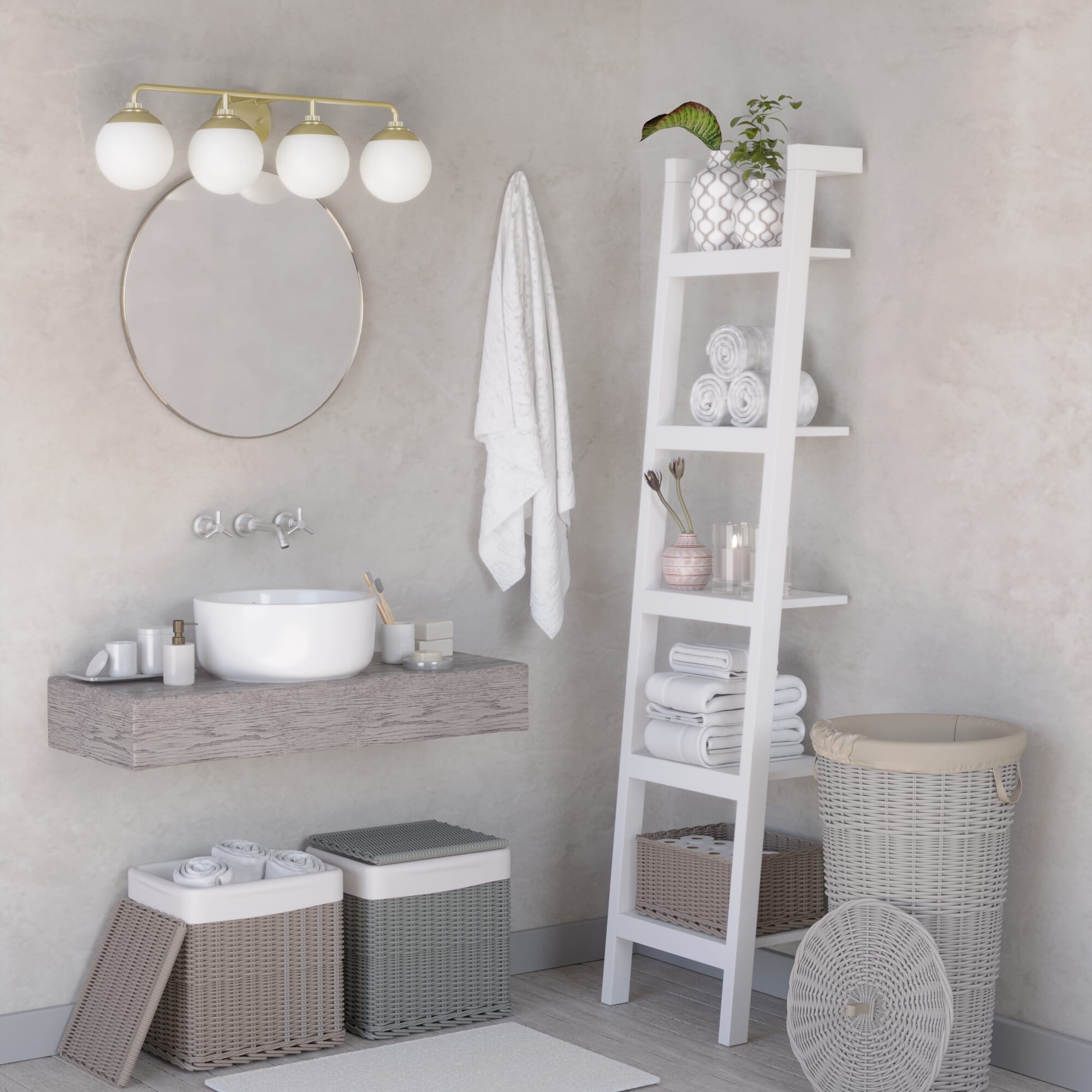 Hunter Hepburn 4-Light Bathroom Vanity Light in Painted Modern Brass