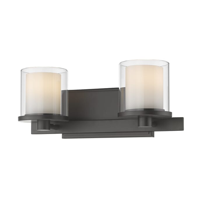 Z-Lite Schema 2-Light Bathroom Vanity Light In Bronze Z-Lite Schema 2-Light Bathroom Vanity Light In Bronze