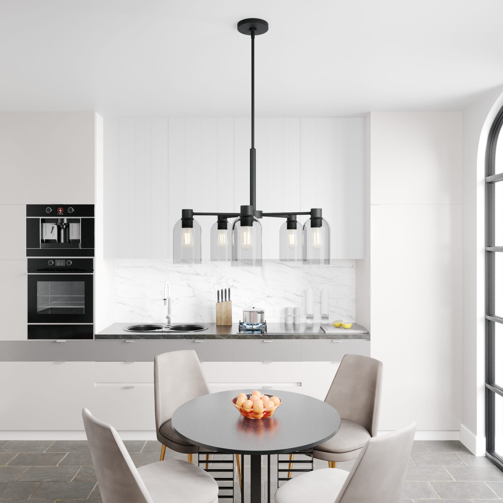 Hunter Lochmeade Smoked Glass 5-Light Chandelier in Natural Iron
