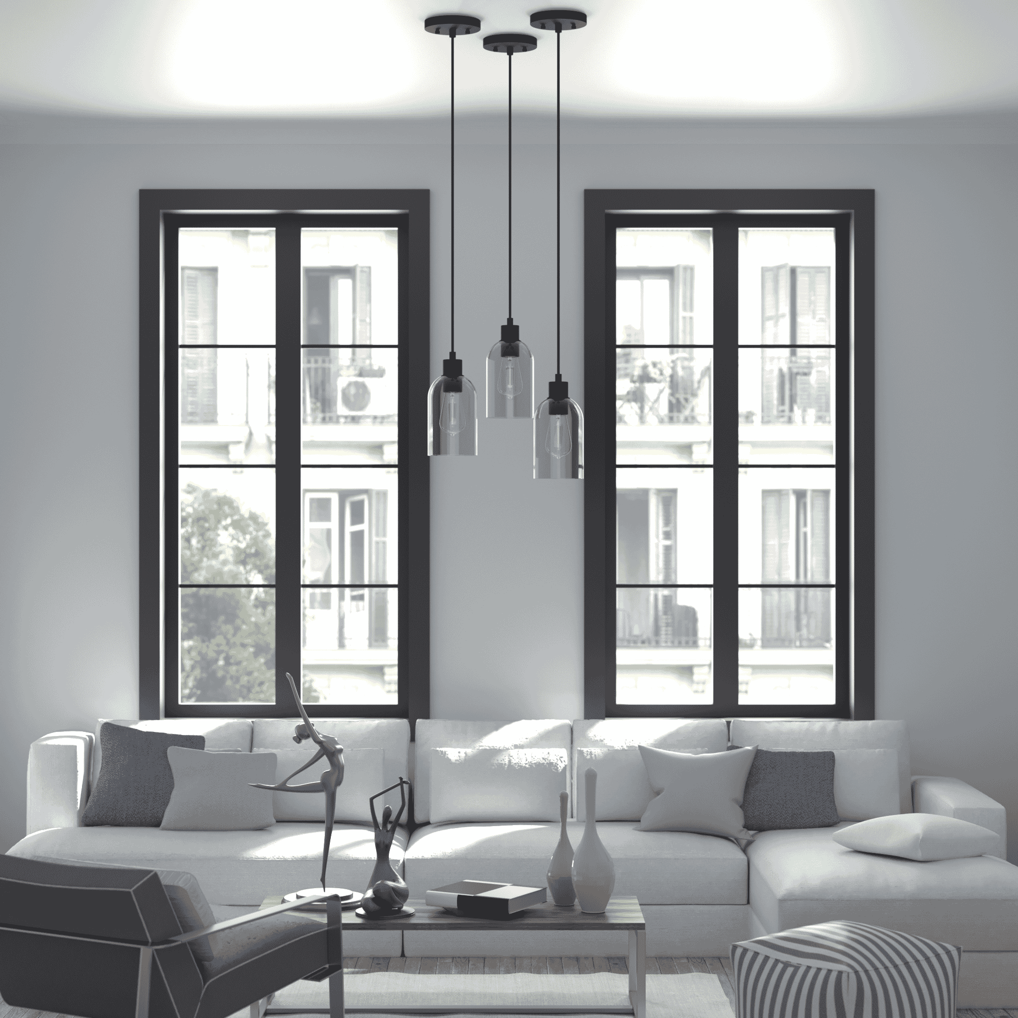 Hunter Lochmeade Smoked Glass 1-Light Mini Pendant in Natural Iron