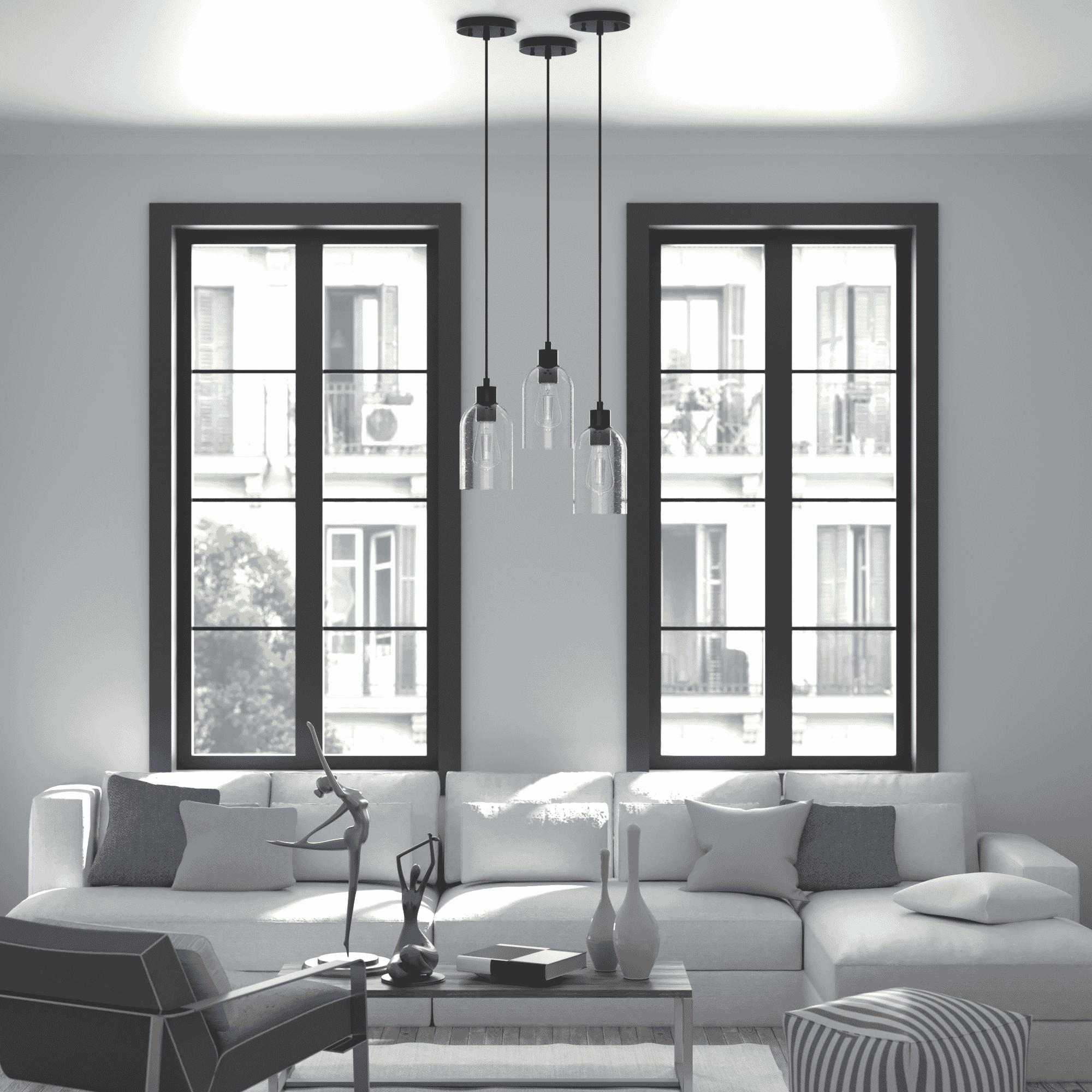Hunter Lochmeade Clear Seeded Glass 1-Light Mini Pendant in Noble Bronze