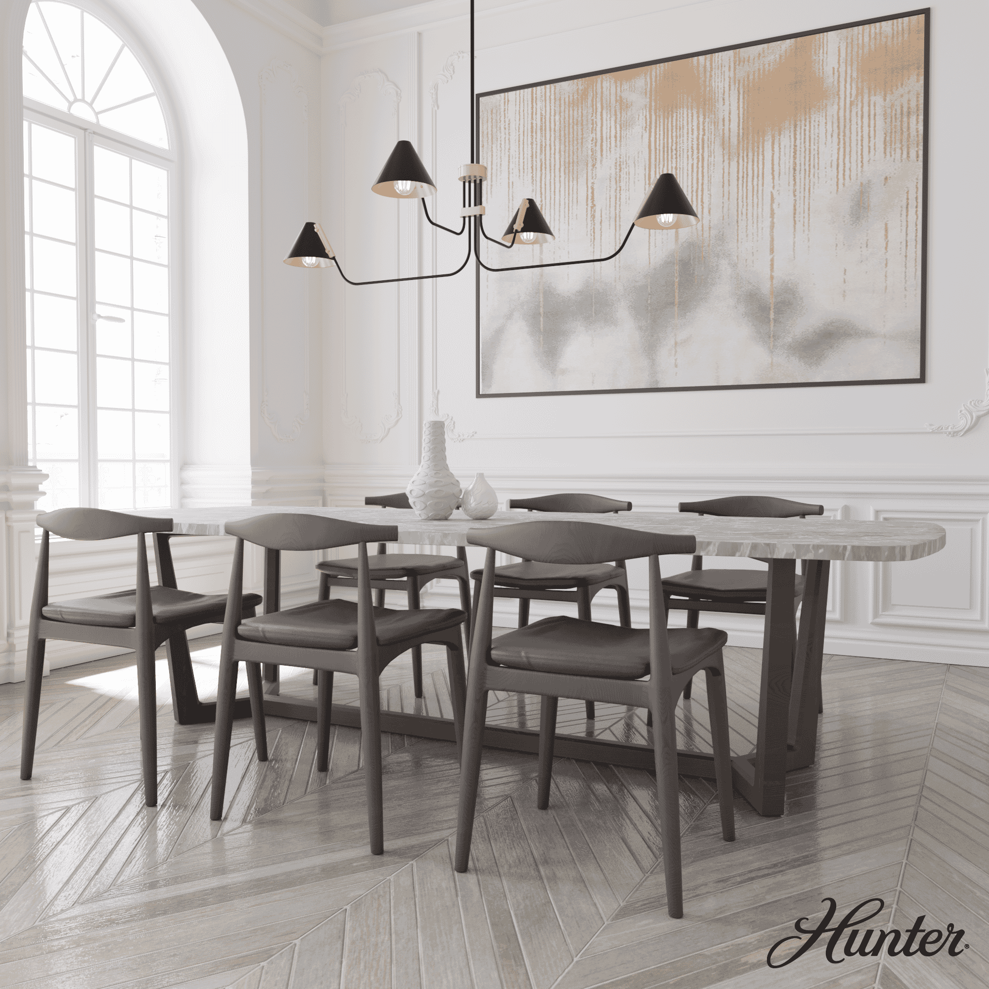 Hunter Grove Isle 4-Light Chandelier in Matte Black