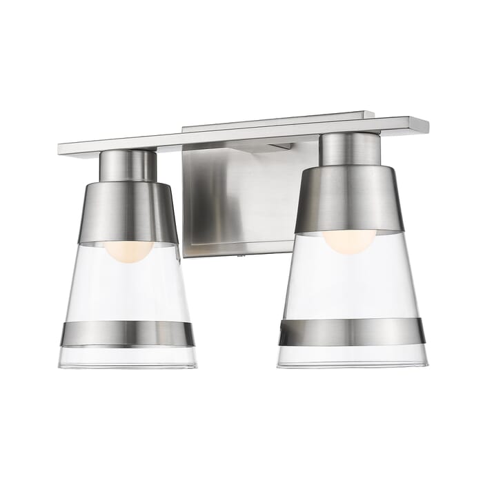 Z-Lite Ethos 2-Light Bathroom Vanity Light In Brushed Nickel Z-Lite Ethos 2-Light Bathroom Vanity Light In Brushed Nickel