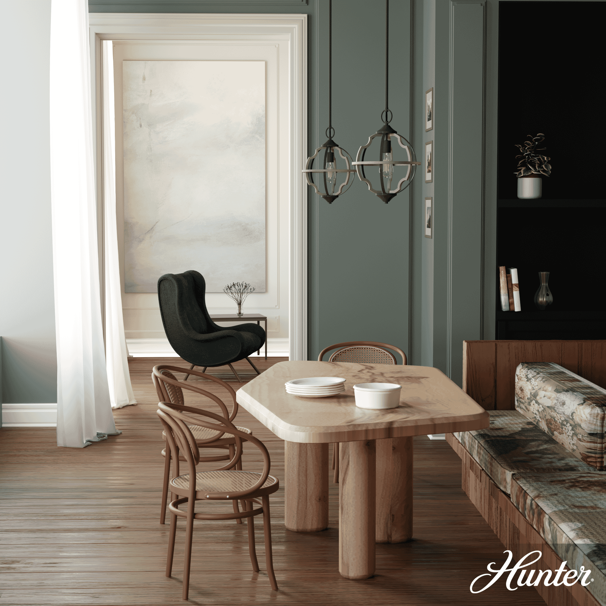 Hunter Stone Creek 1-Light Pendant in Noble Bronze