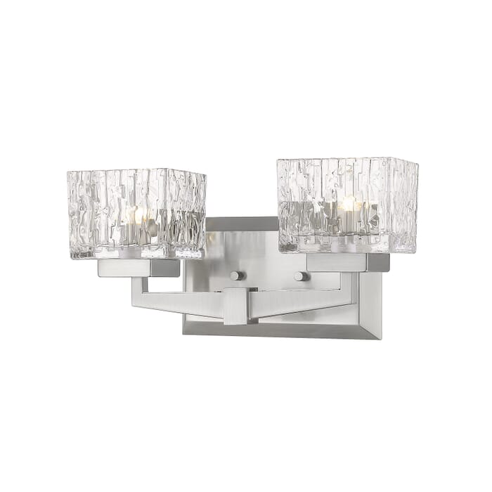 Z-Lite Rubicon 2-Light Bathroom Vanity Light In Brushed Nickel Z-Lite Rubicon 2-Light Bathroom Vanity Light In Brushed Nickel