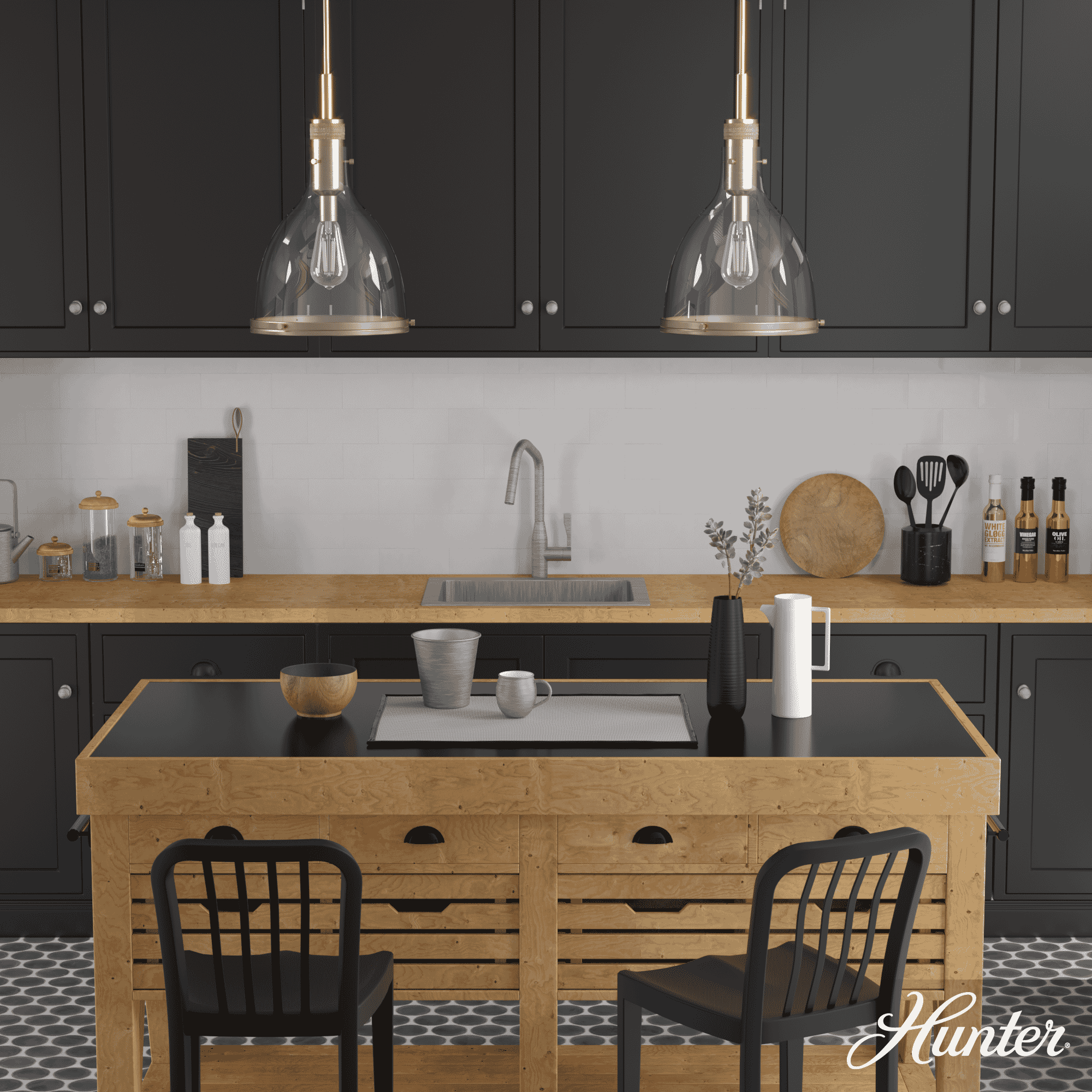Hunter Van Nuys 1-Light Pendant in Alturas Gold