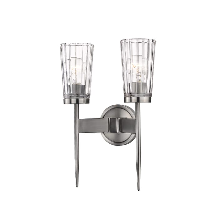 Z-Lite Flair 2-Light Wall Sconce In Antique Nickel Z-Lite Flair 2-Light Wall Sconce In Antique Nickel