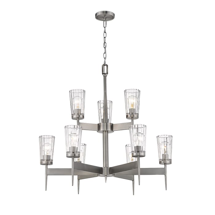 Z-Lite Flair 9-Light Chandelier In Antique Nickel Z-Lite Flair 9-Light Chandelier In Antique Nickel