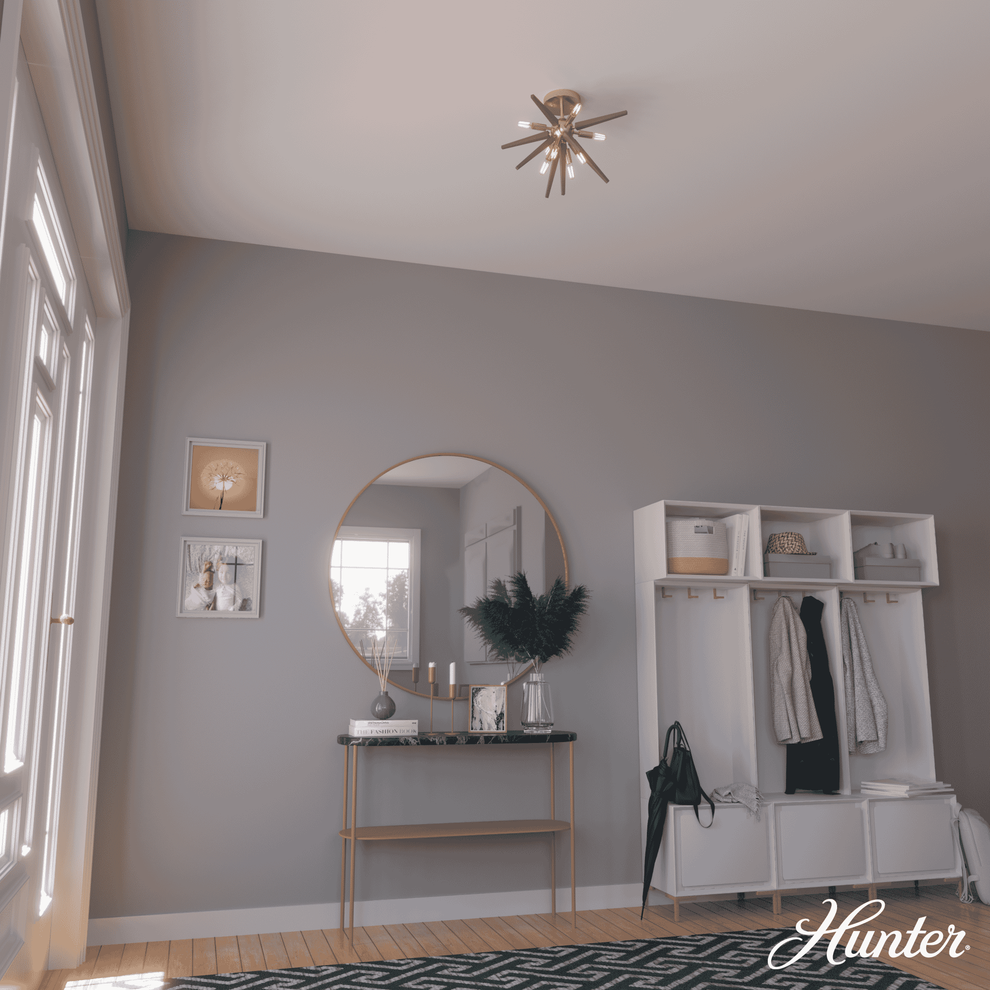 Hunter Jupiter Star Semi-Flush Mount in Alturas Gold