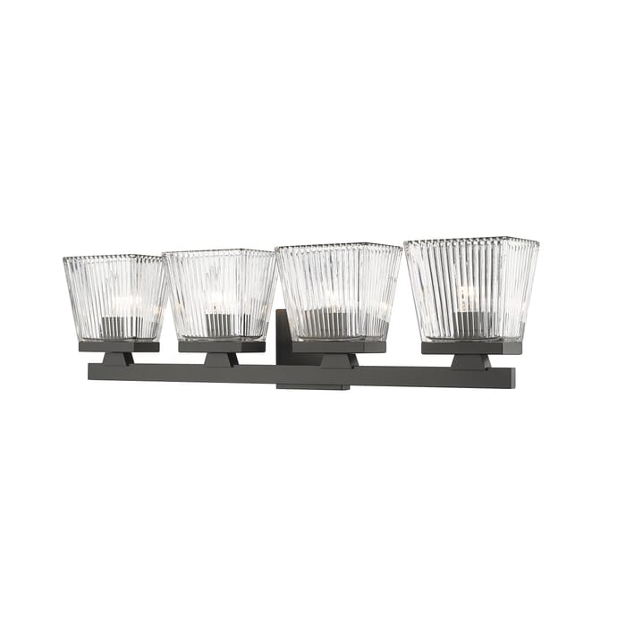Z-Lite Astor 4-Light Bathroom Vanity Light In Matte Black Z-Lite Astor 4-Light Bathroom Vanity Light In Matte Black