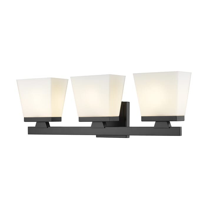 Z-Lite Astor 3-Light Bathroom Vanity Light In Matte Black Z-Lite Astor 3-Light Bathroom Vanity Light In Matte Black