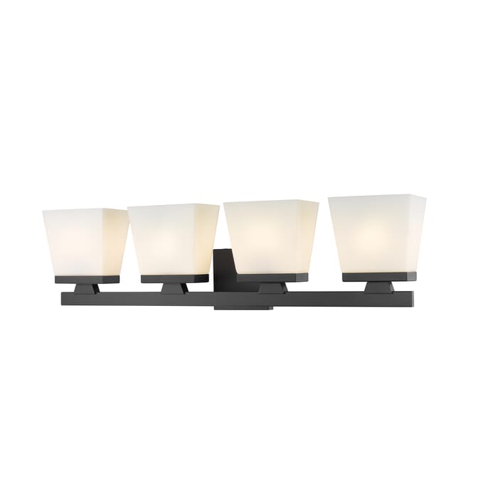 Z-Lite Astor 4-Light Bathroom Vanity Light In Matte Black Z-Lite Astor 4-Light Bathroom Vanity Light In Matte Black