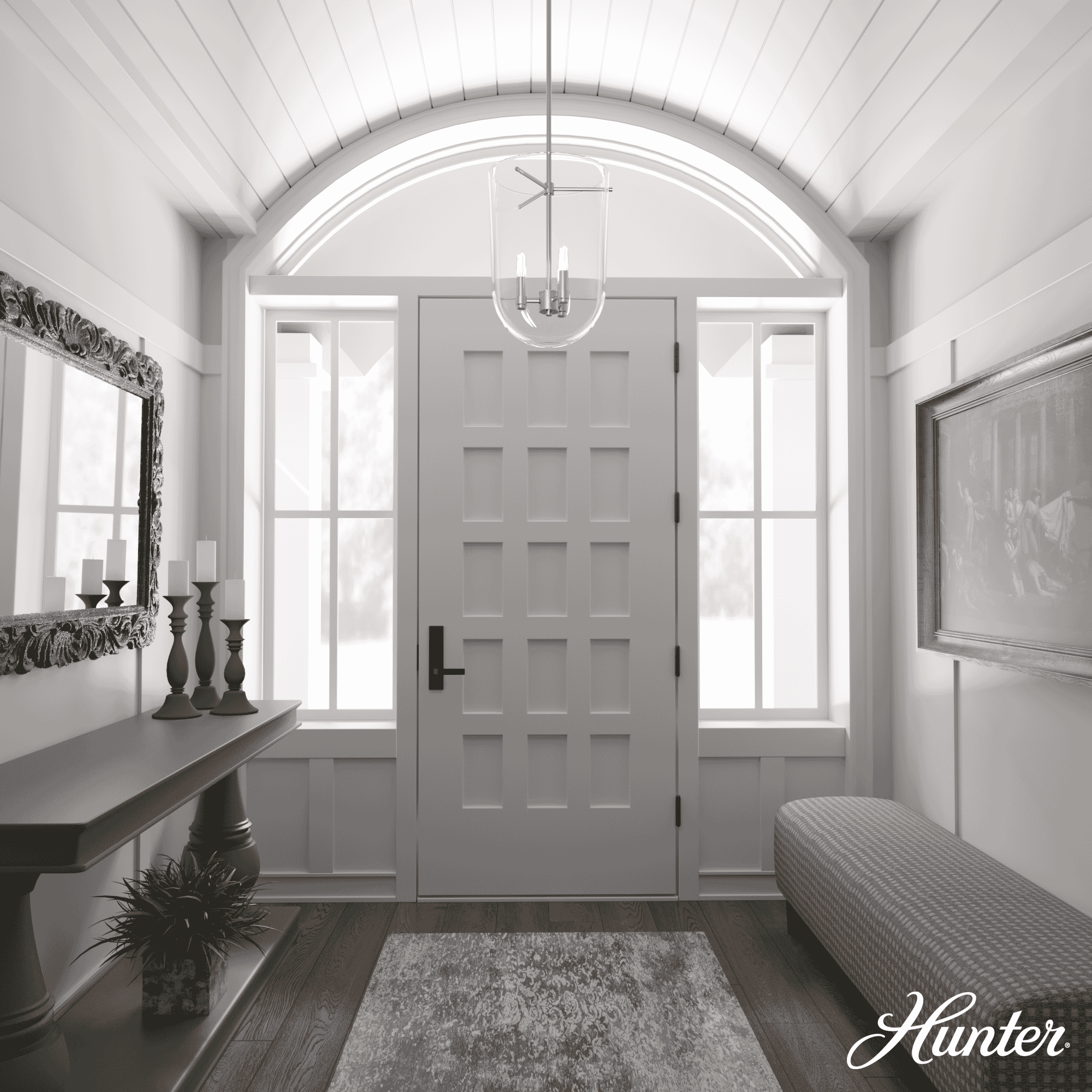 Hunter Sacha 3-Light Cloche Pendant in Alturas Gold
