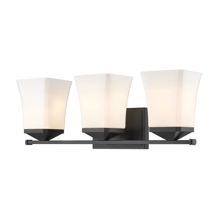 Z-Lite Darcy 3-Light Bathroom Vanity Light In Matte Black Z-Lite Darcy 3-Light Bathroom Vanity Light In Matte Black