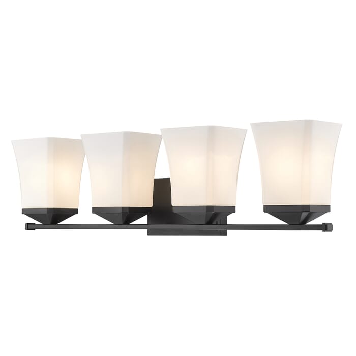 Z-Lite Darcy 4-Light Bathroom Vanity Light In Matte Black Z-Lite Darcy 4-Light Bathroom Vanity Light In Matte Black