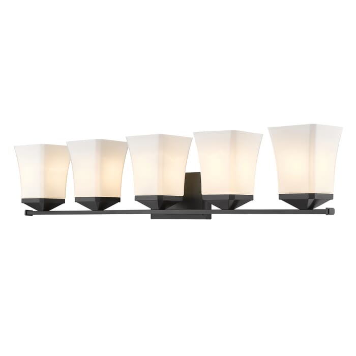 Z-Lite Darcy 5-Light Bathroom Vanity Light In Matte Black Z-Lite Darcy 5-Light Bathroom Vanity Light In Matte Black