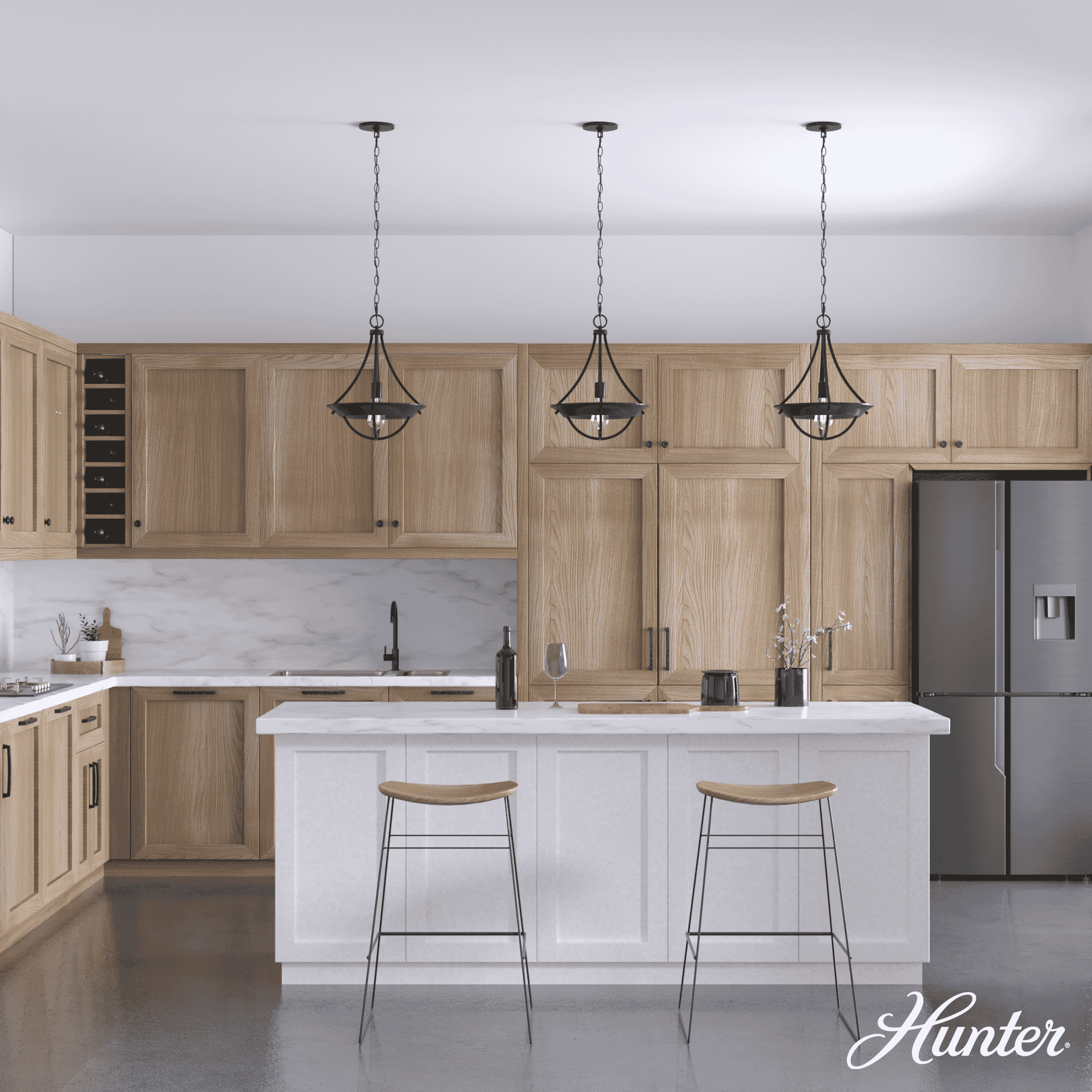 Hunter Perch Point 1-Light Pendant in Noble Bronze
