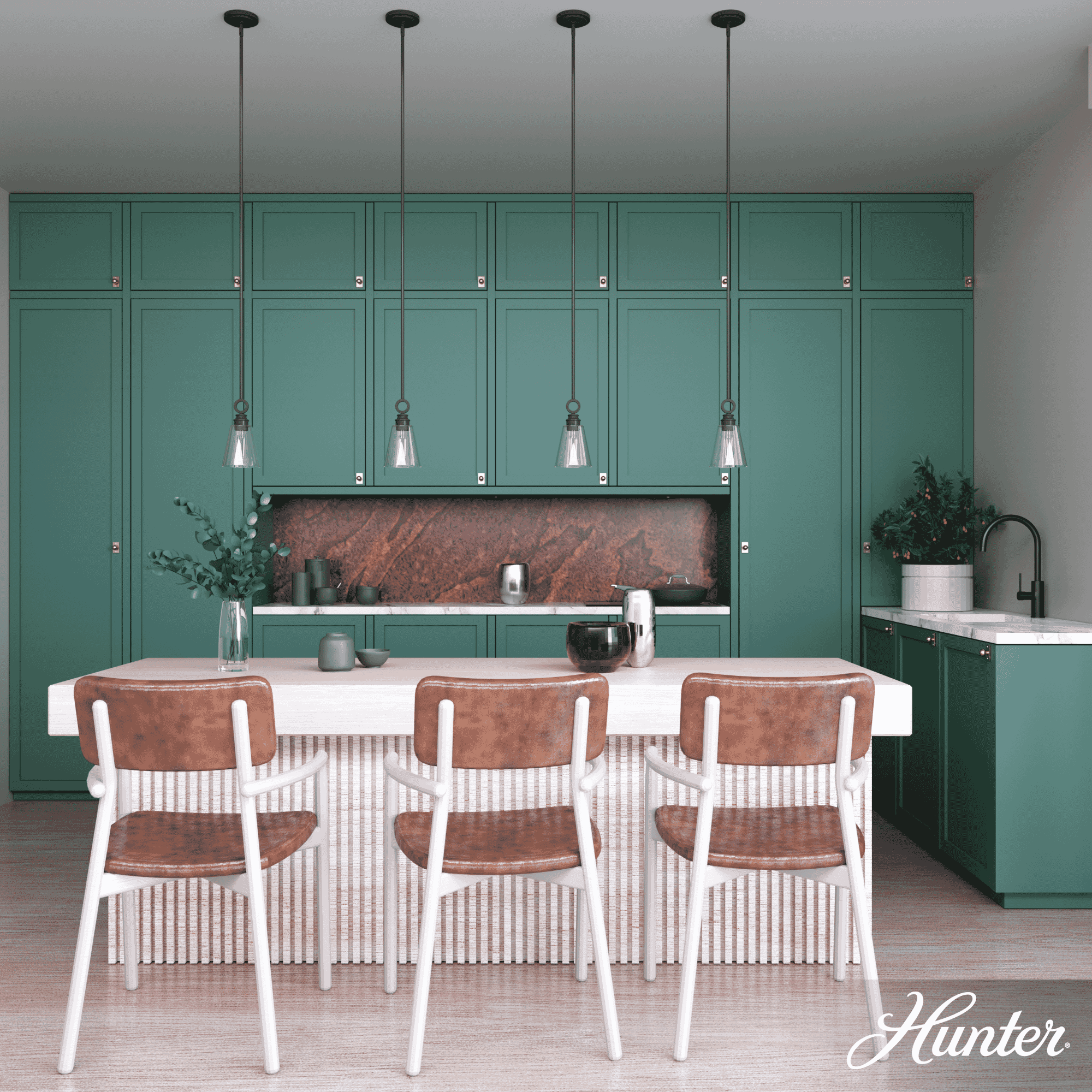 Hunter Klein 1-Light Glass Pendant in Noble Bronze