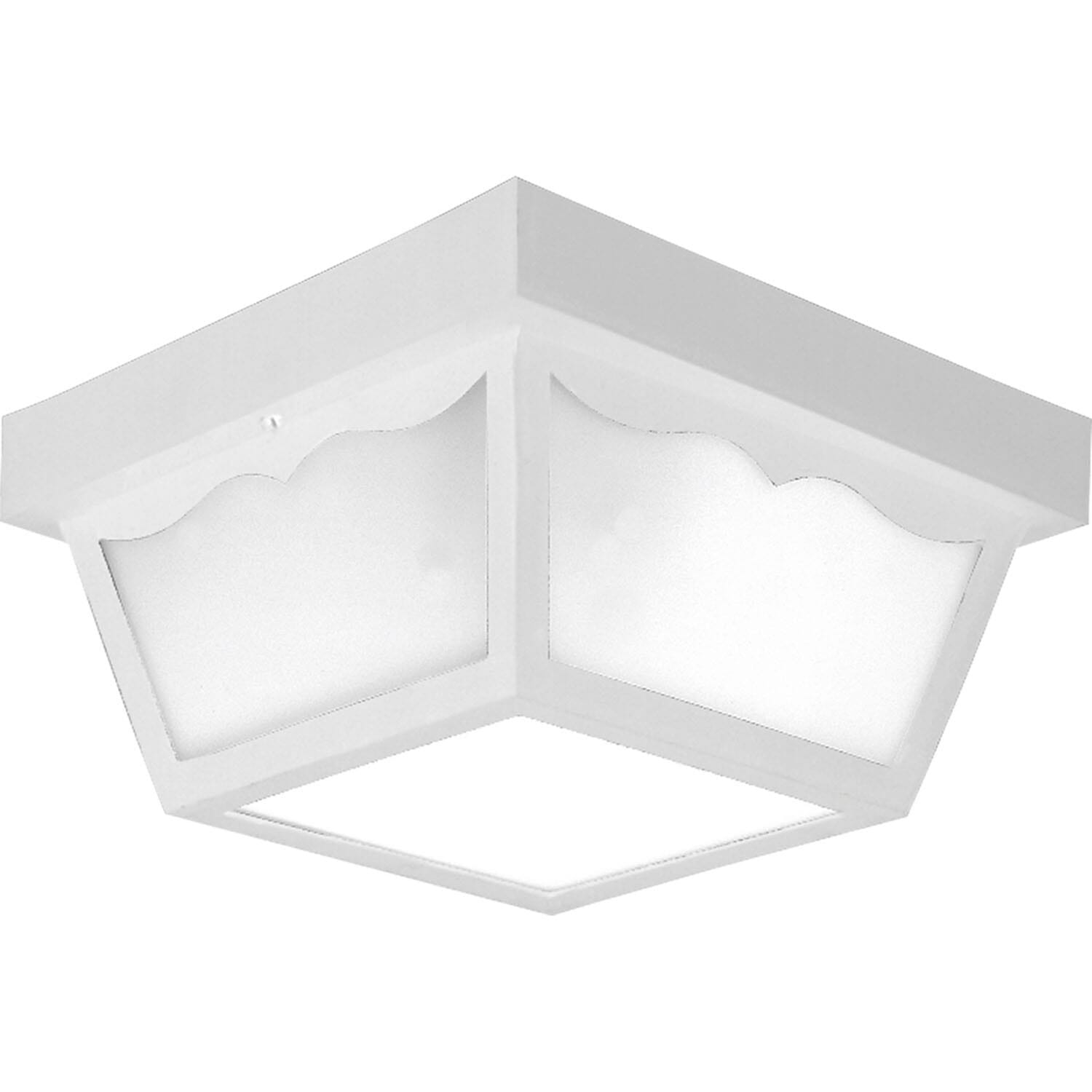 White Two Light Outdoor Flush Mount from the Ceiling Mount - Polycarbonate Collection