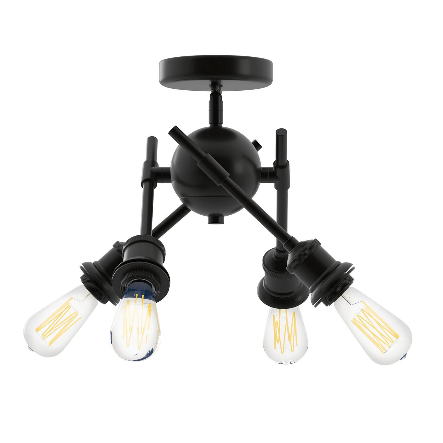 Matte Black Four Light Semi-Flush Mount from the Axel BLK Collection