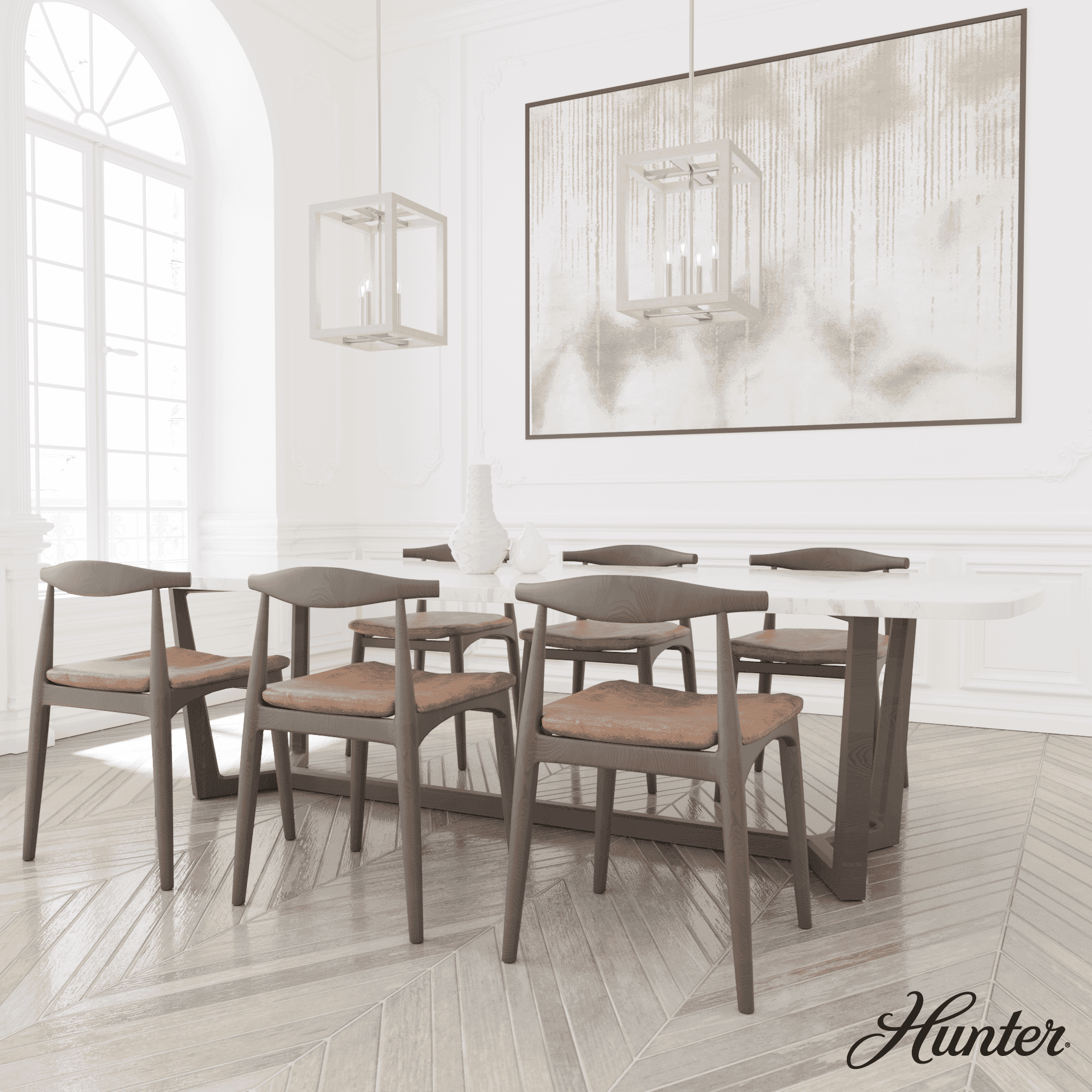 Hunter Squire Manor 4-Light Pendant in Chrome