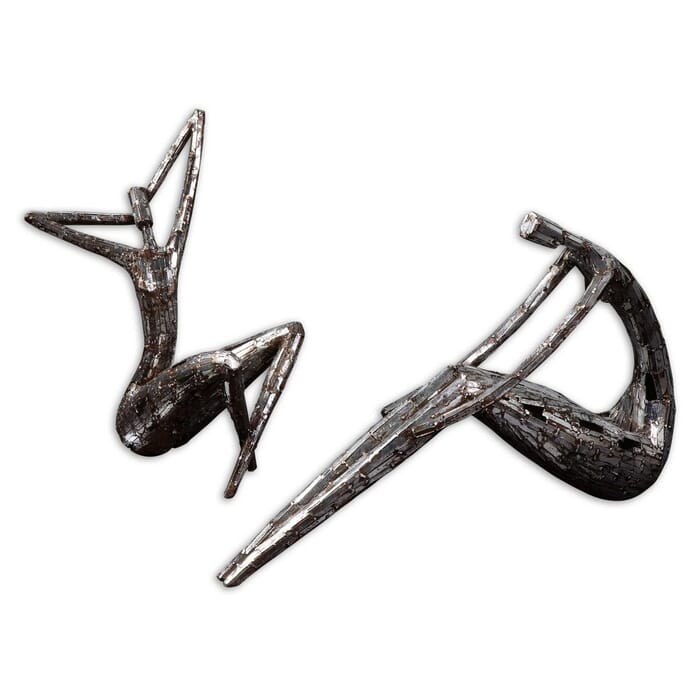 Uttermost Dahy Set of 2 Antique Silver Statues Uttermost Dahy Set of 2 Antique Silver Statues