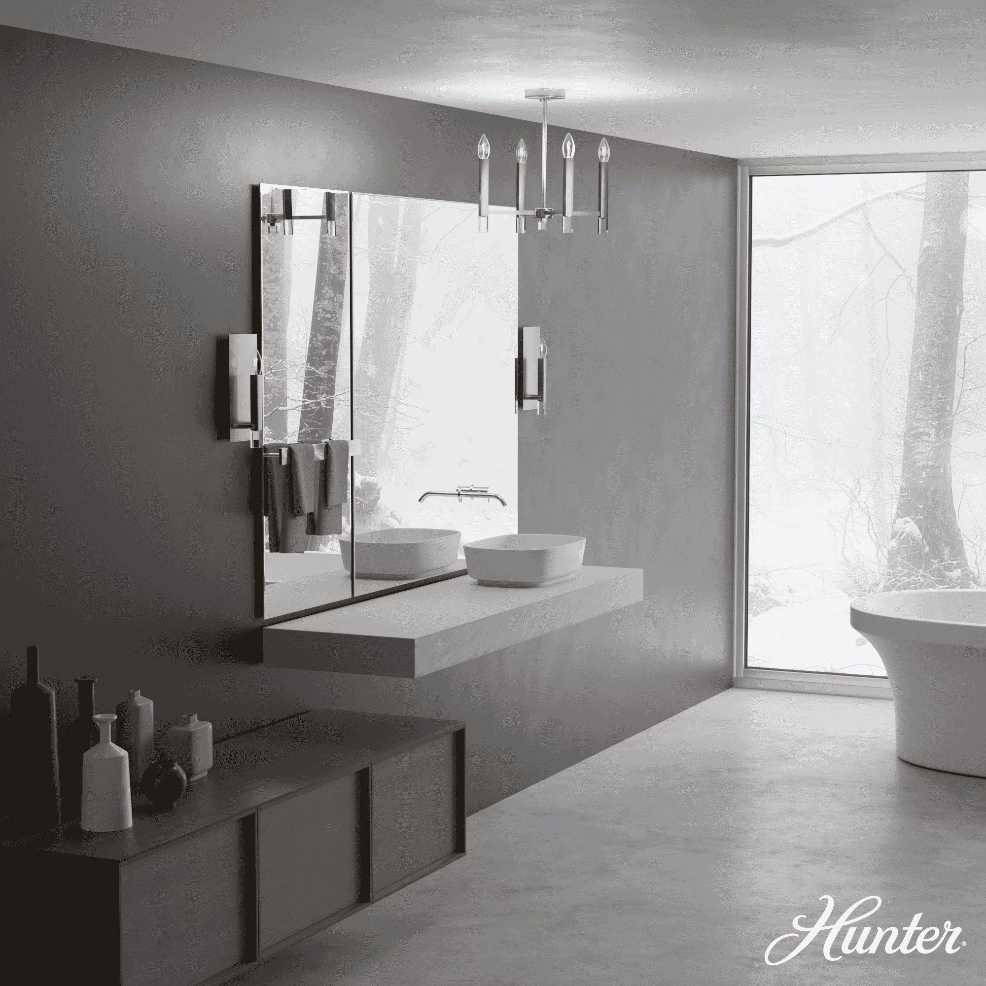 Hunter Sunjai 4-Light Pendant in Alturas Gold