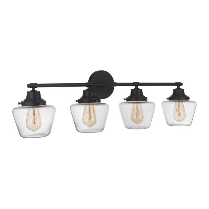 Craftmade Essex 4-Light Bathroom Vanity Light in Flat Black Craftmade Essex 4-Light Bathroom Vanity Light in Flat Black