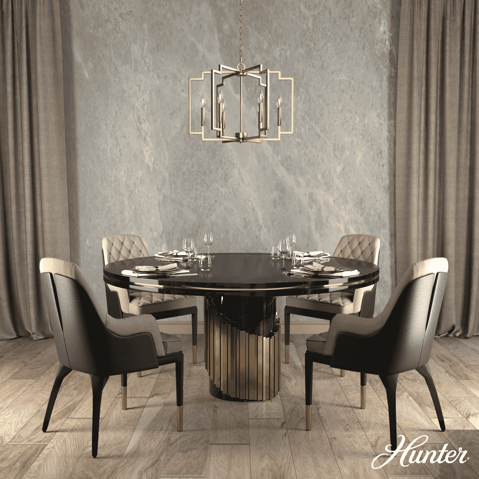 Hunter Zoanne 6-Light Chandelier in Alturas Gold