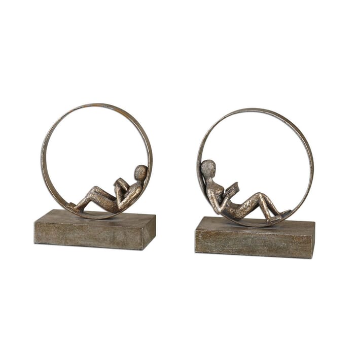 Uttermost Lounging Set of 2 Reader Antique Bookends Uttermost Lounging Set of 2 Reader Antique Bookends