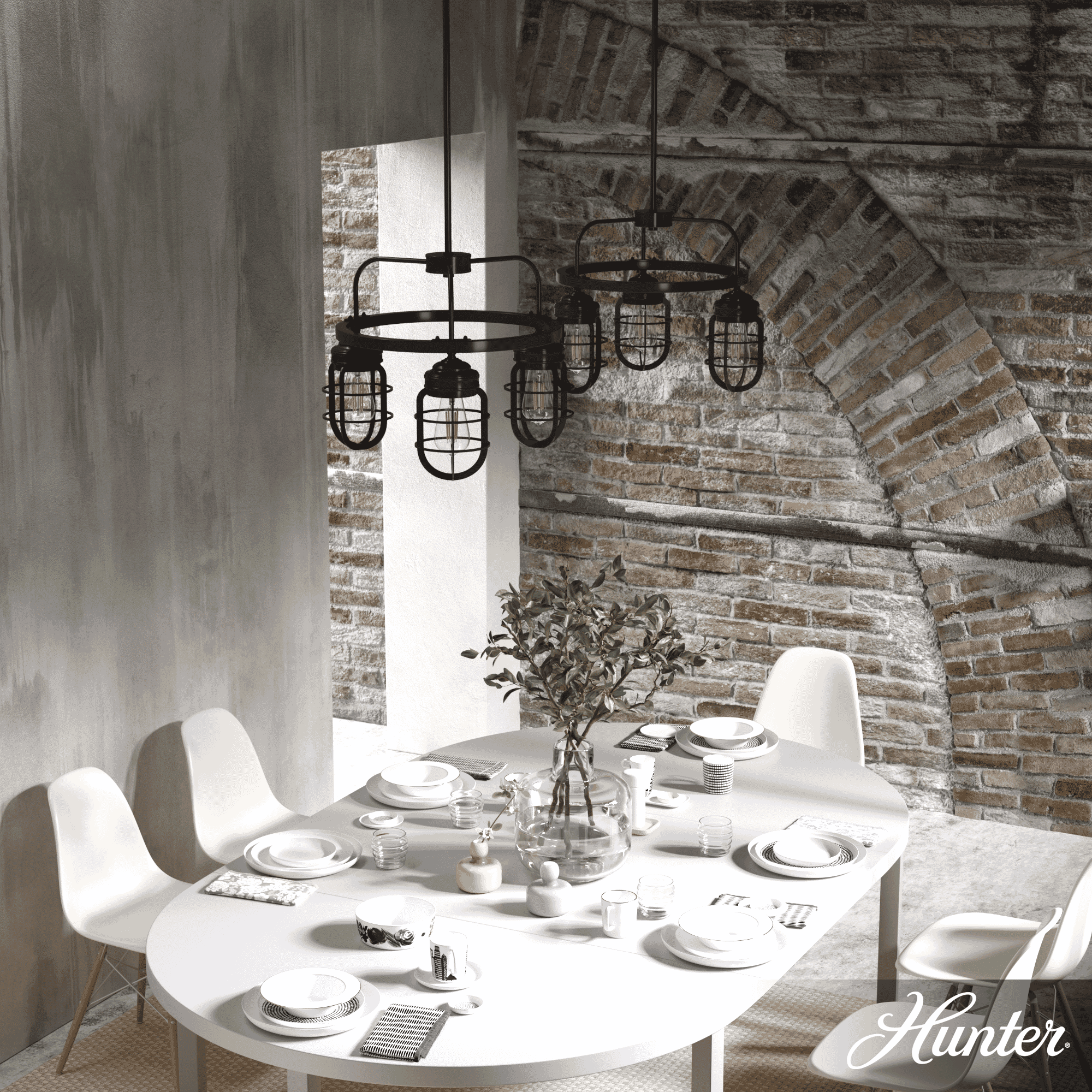 Hunter Starklake 3-Light Chandelier in Noble Bronze