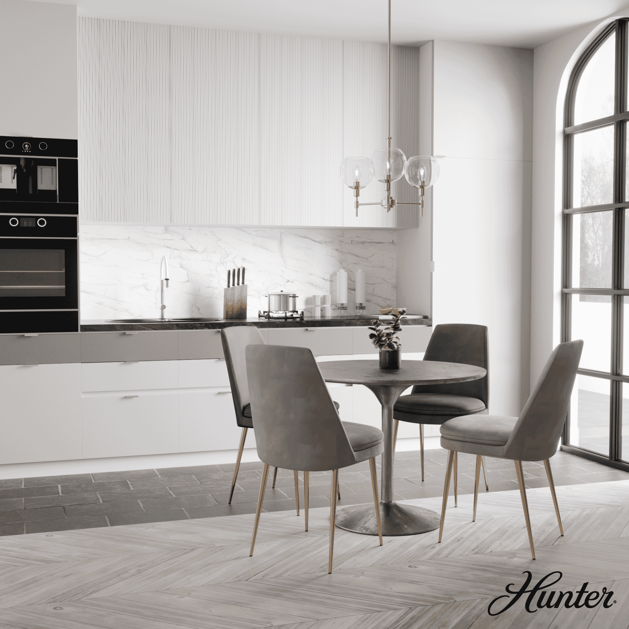 Hunter Xidane 3-Light Chandelier in Alturas Gold